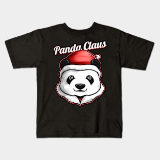 Panda Dressed As Santa Panda Claus On Christmas Kids T-Shirt